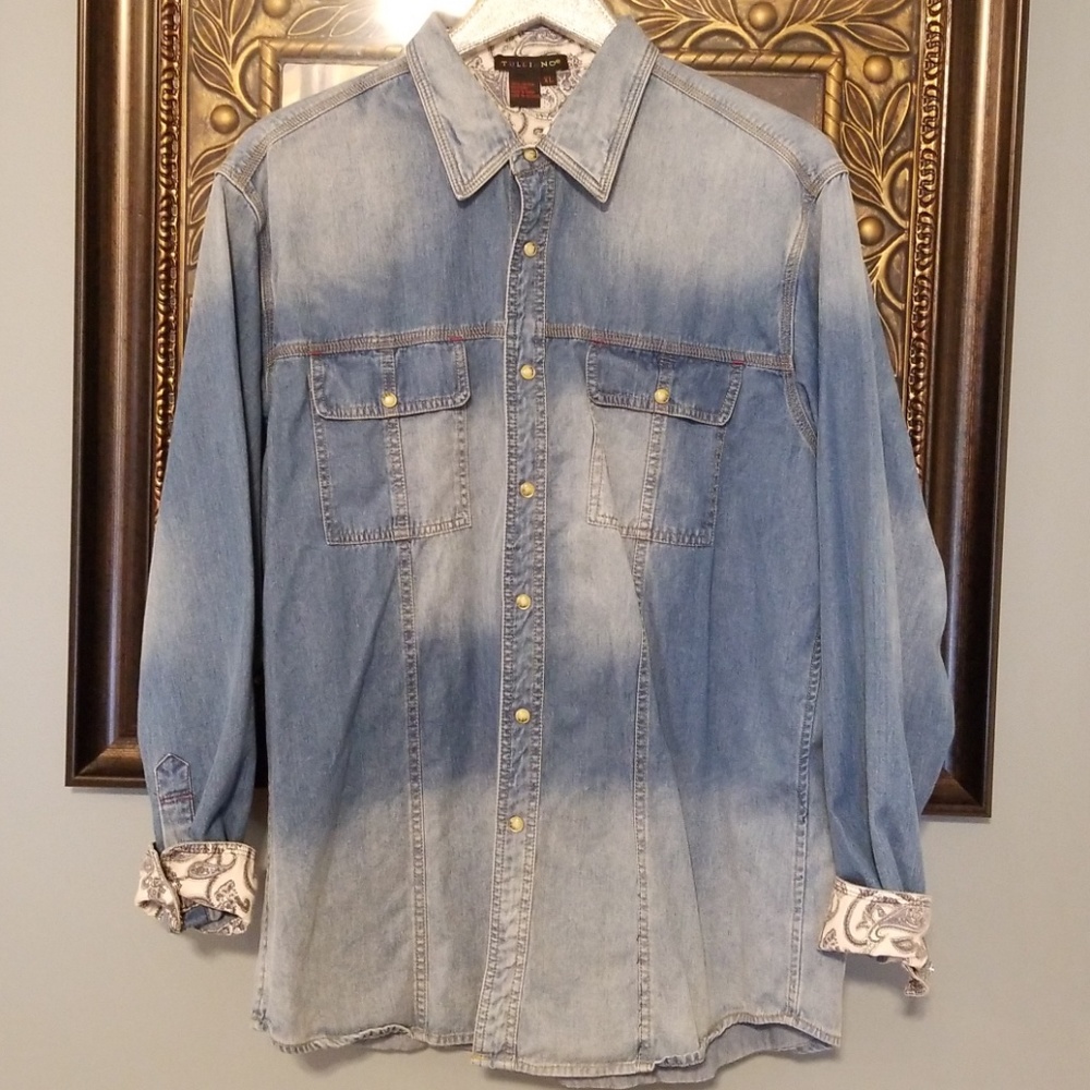 Tulliano pearl snap gradient denim button R127:7